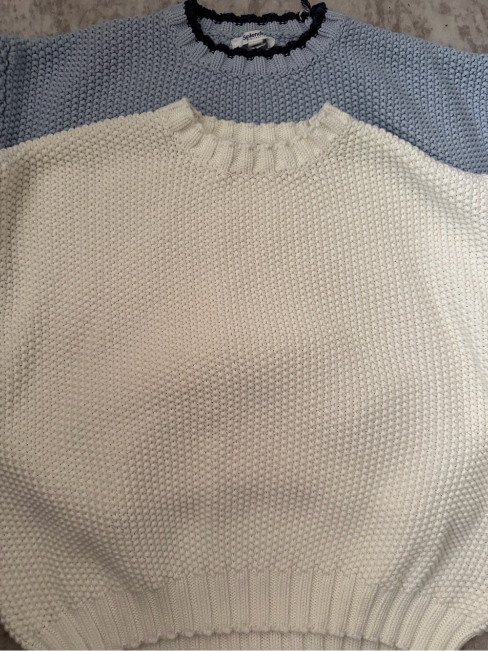Splendid Cream and Light Blue Crewneck Sweater Duo size M